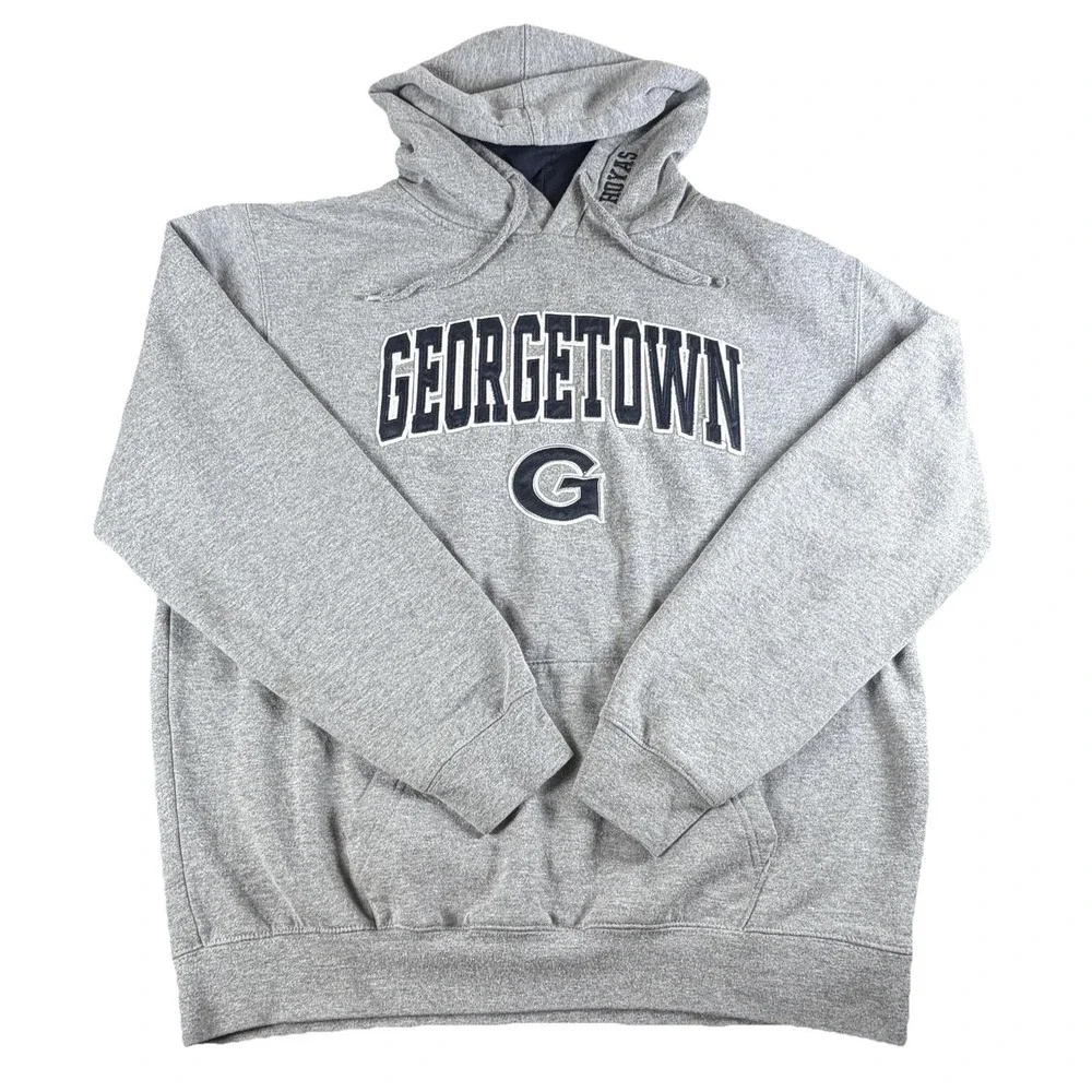Georgetown Hoyas Hoodie Mens Large Gray Stadium Athletics Pullover Sweatshirt - Picture 1 of 8